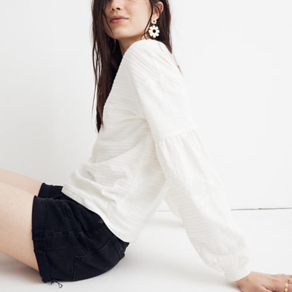 MADEWELL Texture and Thread Bubble Sleeve Top NWOT - Picture 8 of 9